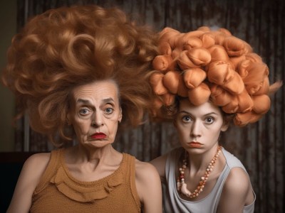 Two Women With Crazy Hair Posing For A Photo