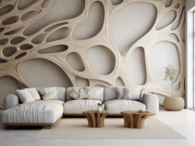 Unusual Living Room Design With Wood  Wall Background