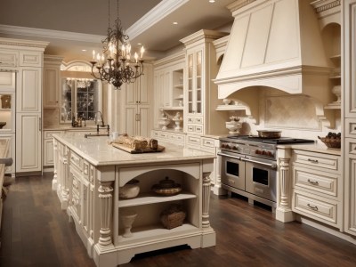 Very Large White Kitchen With Lots Of Light And Antique Furnishings