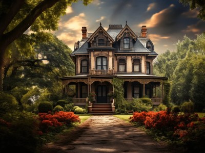 Very Rustic Looking Victorian House In The Woods