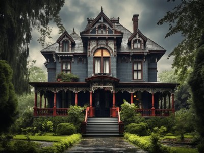 Victorian Style House Is Sitting In A Dark Forest