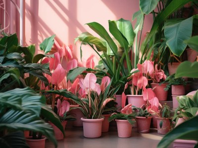 View Of Pots With Pink Plants In Them