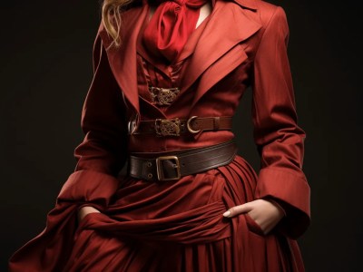 Vintage Fashion And Fashion Style, Girl In Red Dress With Belt