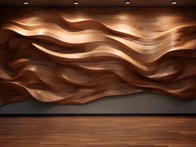 Wall Composed Of Wood Wavy Wave Pattern