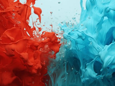 Wallpaper Image Of Blue Paint And Red Paint Splashing Against Each Other