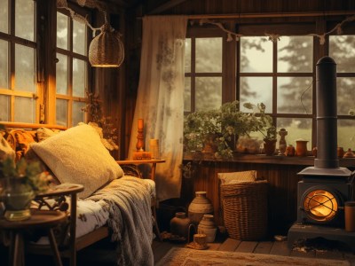 Warm Sitting In A Cottage By A Fireplace