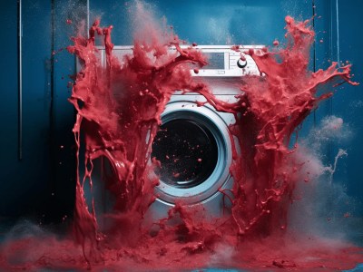 Washing Machine Splashed With Red Liquid