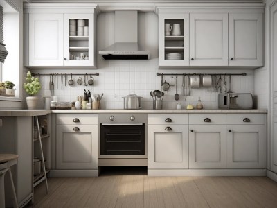 White And Steel Kitchen With Cooking Equipment