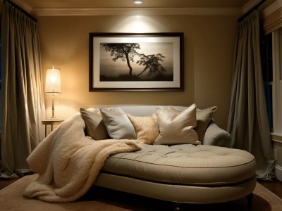 White Couch With Gray Blanket