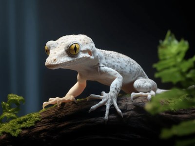 White Gecko With Two Big Yellow Eyes And Antlers