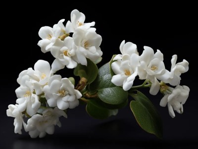 White Jasmine Flowers On Black Background