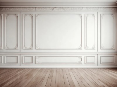 White Old Room With Carved Walls And Wooden Floors