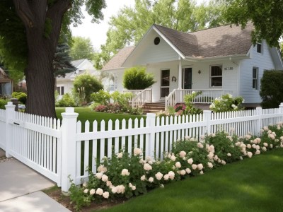 White Picket Fence On The Front Yard Of A Home