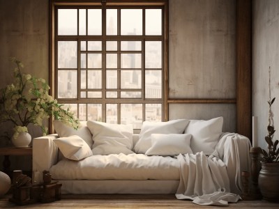 White Sofa In Front Of A Window