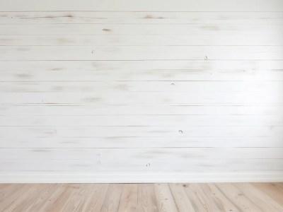 White Wood Wall As An Empty Room With Wood Floors