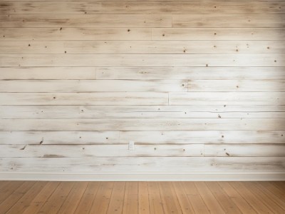 White Wooden Plank Wall In Empty Interior