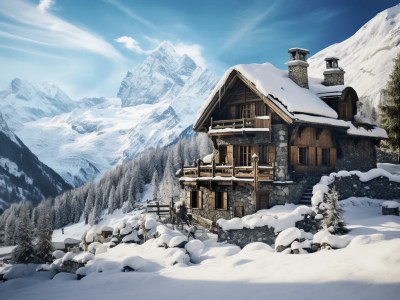 Winter Cottage In The Mountains