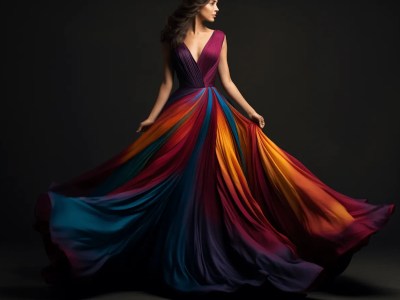 Woman Is Wearing A Colorful Gown In Front