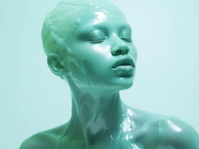 Woman With Her Hair Covered In Green Liquid