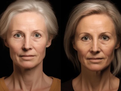 Women’S Aging Face Before And After Cosmetic Plastic