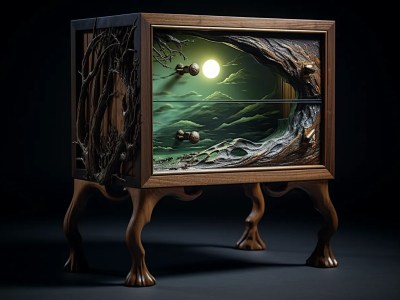 Wooden Cabinet With A Scene Under Trees