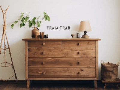 Wooden Dresser Is Set Against A Wooden Floor With A Pot