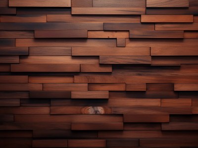 Wooden Wall With Brown Blocks On It