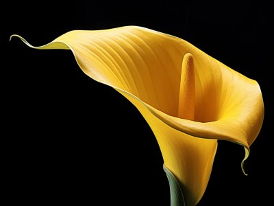 Yellow Calla Lily On A Black Background