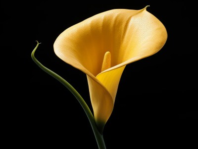 Yellow Calla Lily On A Black Dark Background