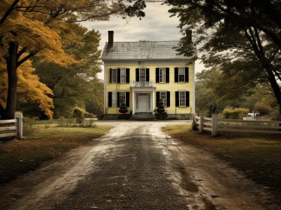 Yellow House On A Dirt Road